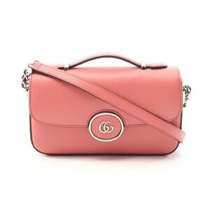 Gucci Double GG Shoulder Bag Leather Pink